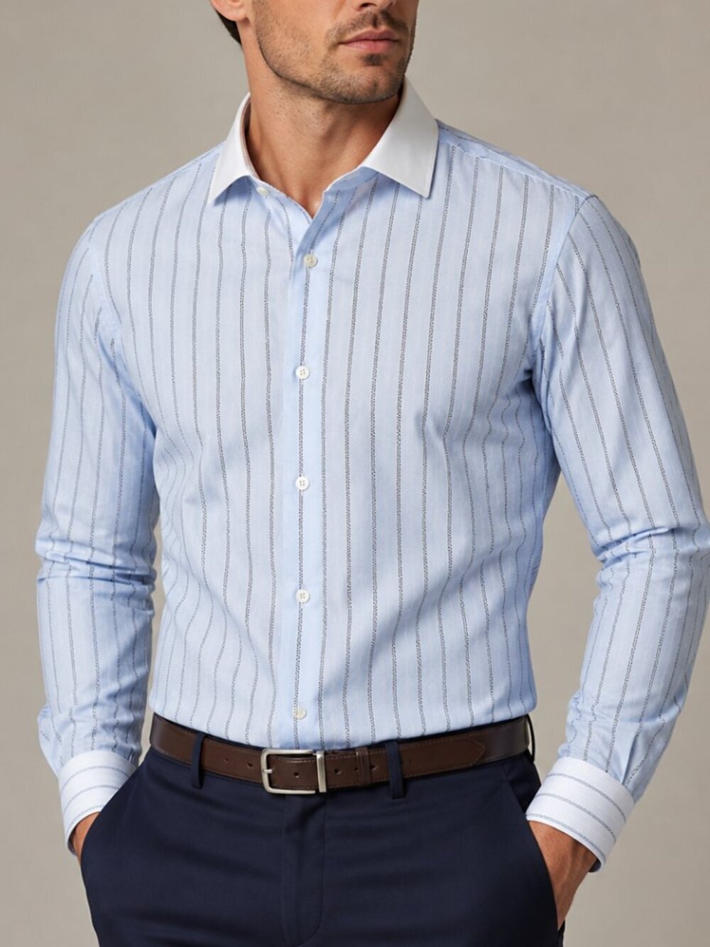 Robert Graham Blue Striped Long Sleeve Dress Shirt Size 42 / 16.5